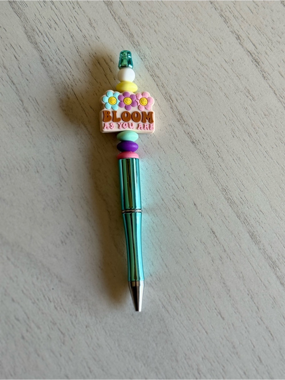 Bloom Beaded Pen - Teal and Pastel